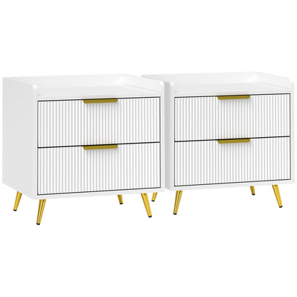 Conola Yone White Set Of 2 Elegant 2 Drawer Bedside Tables