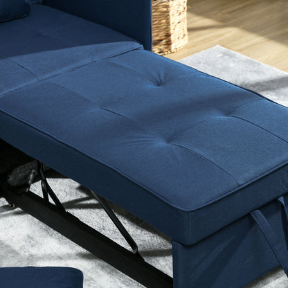Sumima Fabric Blue 3 In One Convertible Single Sofa Bed With 5 Position Adjustable Back