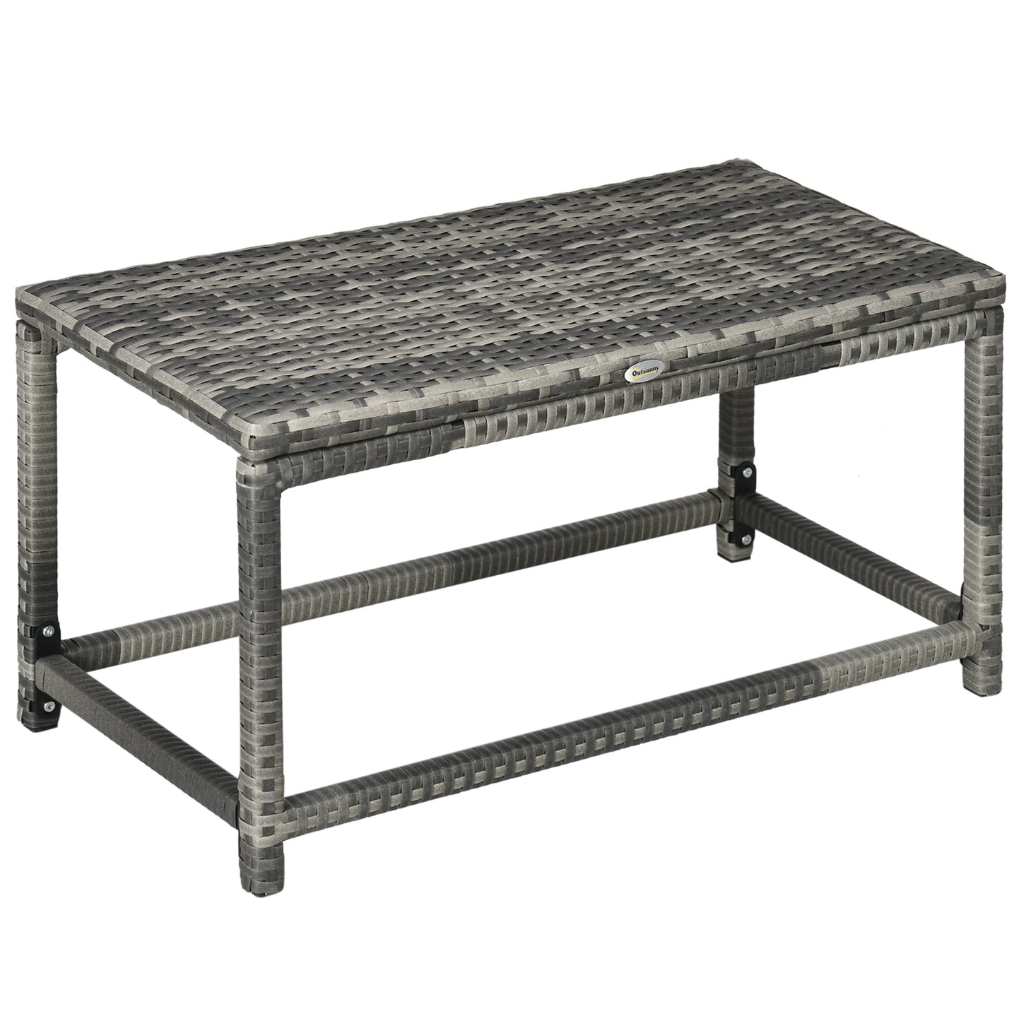 Vemiro Grey Rattan Rectangular Outdoor Coffee Table With Open Frame