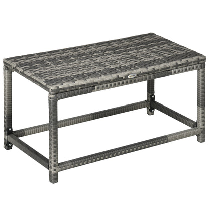 Vemiro Grey Rattan Rectangular Outdoor Coffee Table With Open Frame
