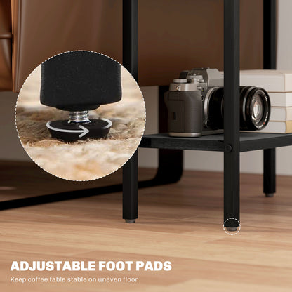 Notosu Metal And Wooden Black Industrial 3 Shelf Side Table