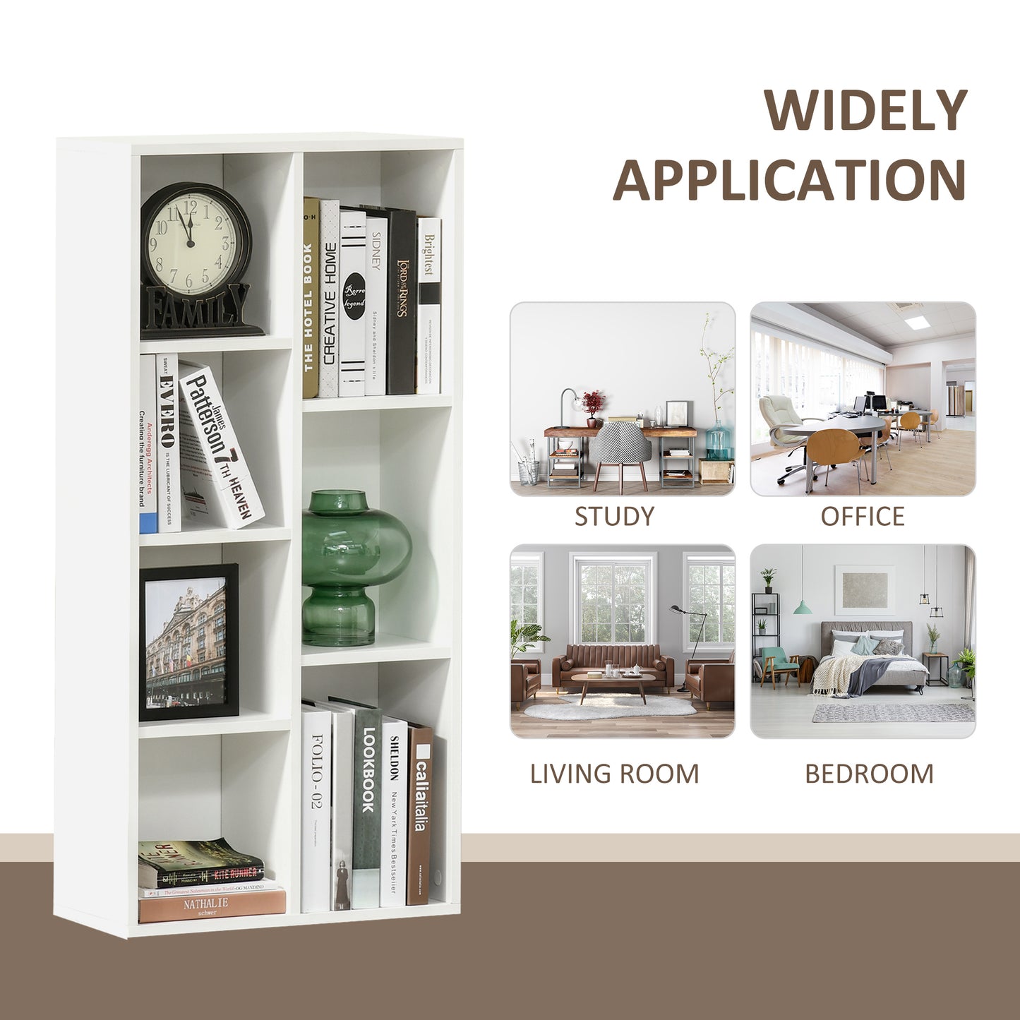 Tonomo Wood White 7 Cube Storage Bookcase