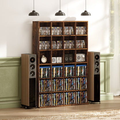 Limi Wooden Rustic Brown Adjustable CD Storage Cabinet 89 x 130.5 cm