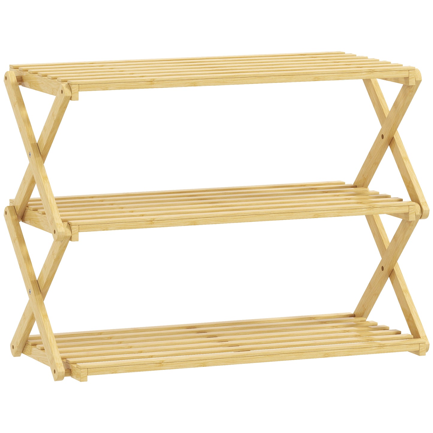 Palu Natural Bamboo 3 Tier Folding Shoe Rack