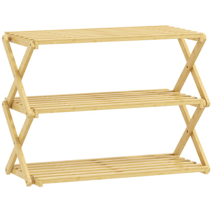 Palu Natural Bamboo 3 Tier Folding Shoe Rack