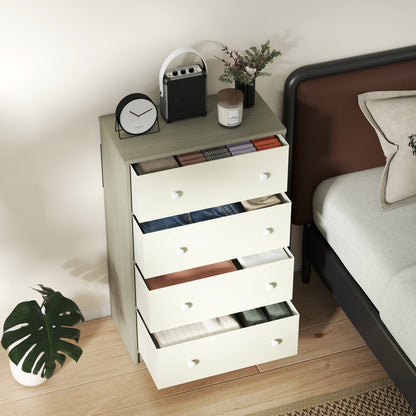 Cottola Fabric And Metal White And Grey 4 Drawer Storage Dresser