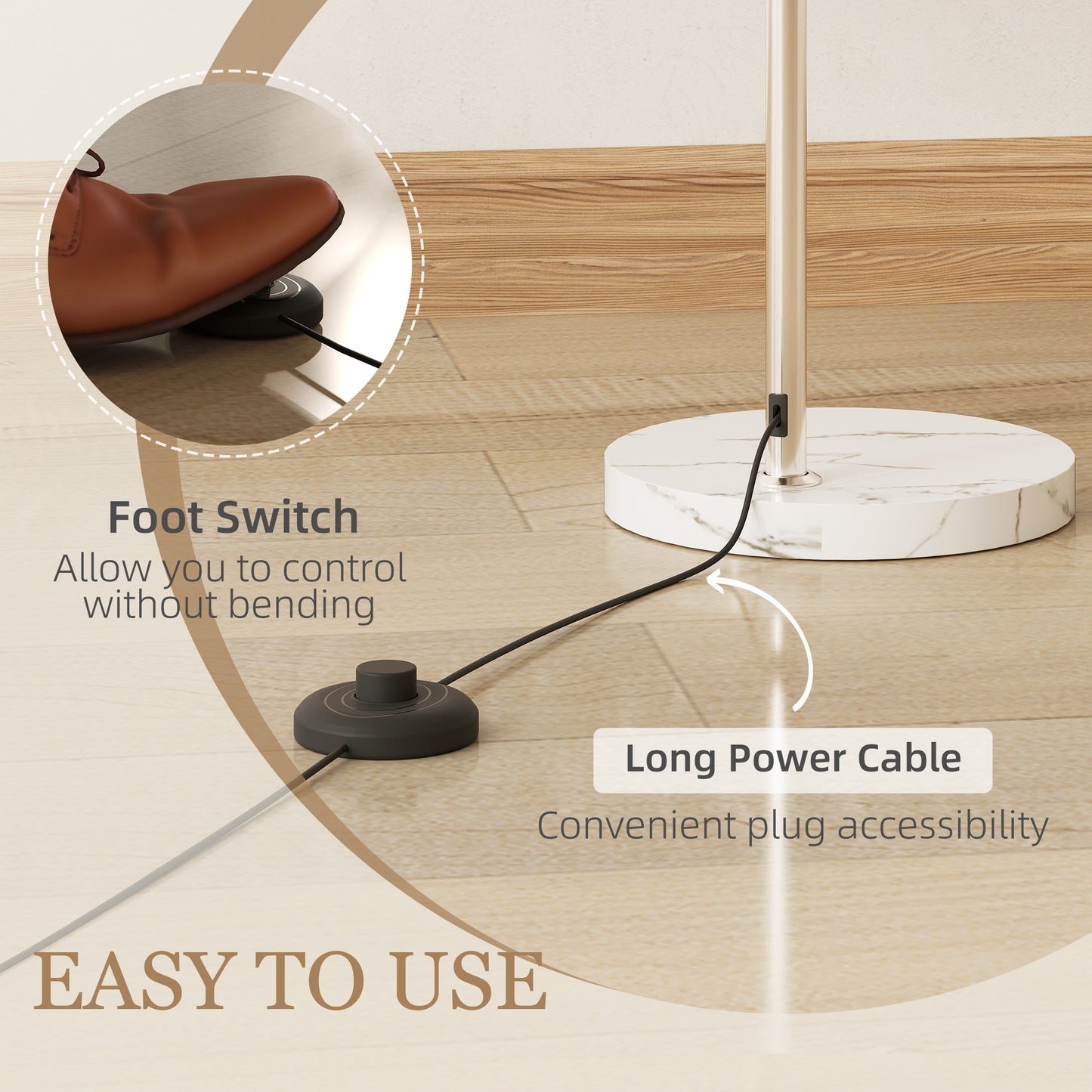 Filu Metal Orange Modern Floor Lamp With Shade And Foot Switch