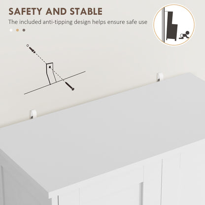 Elne Vael Wooden White Freestanding Multi Storage Kitchen Cabinet