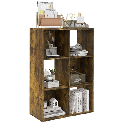 Mike Wood Rustic Brown 6 Cube Storage Bookcase