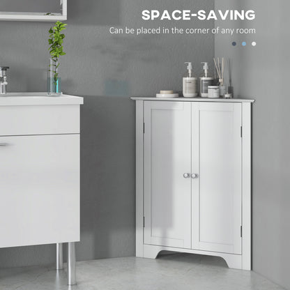 Zipaka Sasa Corner Bathroom Storage Cabinet With Recessed Door And Adjustable Shelving White