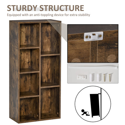Luno Neka Wood Rustic Brown 7 Cube Storage Bookcase