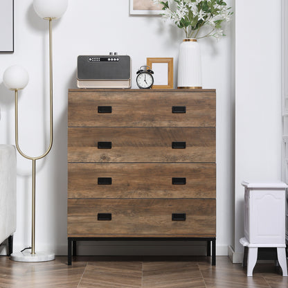Paleba Romi Metal And Wood Brown 4 Drawer Storage Chest With Steel Frame