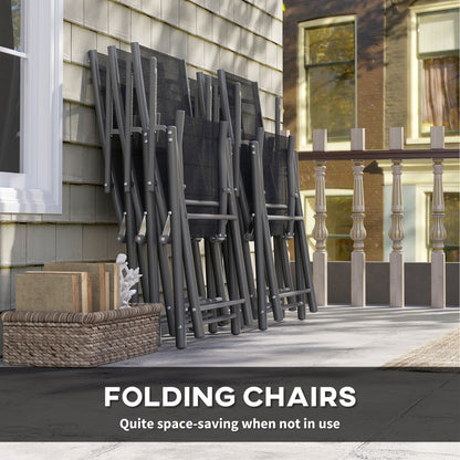 Cosuri 6 Seater Grey Mesh Outdoor Dining Set with Extendable Table and Folding Chairs