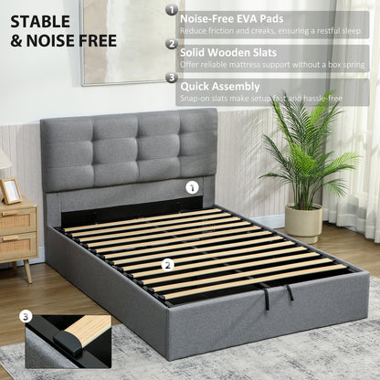 Sutto 4FT6 Double Ottoman Bed with Gas Lift Storage Grey