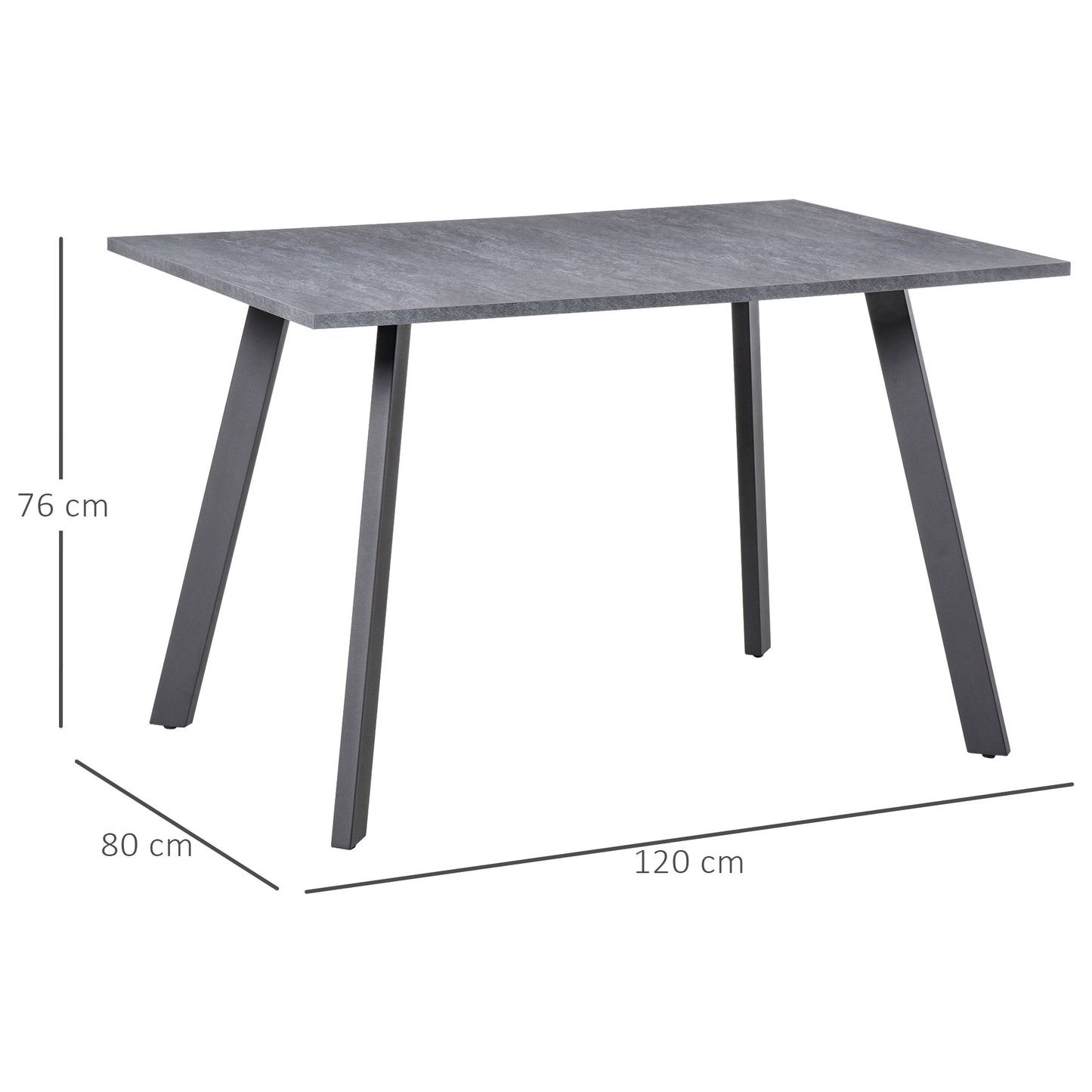 Roreso 120cm Metal And Wooden Dark Grey Rectangular Dining Table With Steel Legs