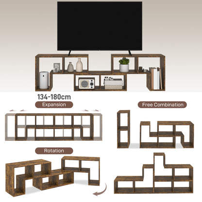 Paline Rase 130cm Wooden Rustic Brown 3 Block Modular TV Stand