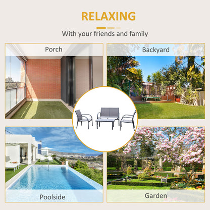 Babane 4 Seater Minimal Garden Patio Set Grey Mesh Aluminium Frame