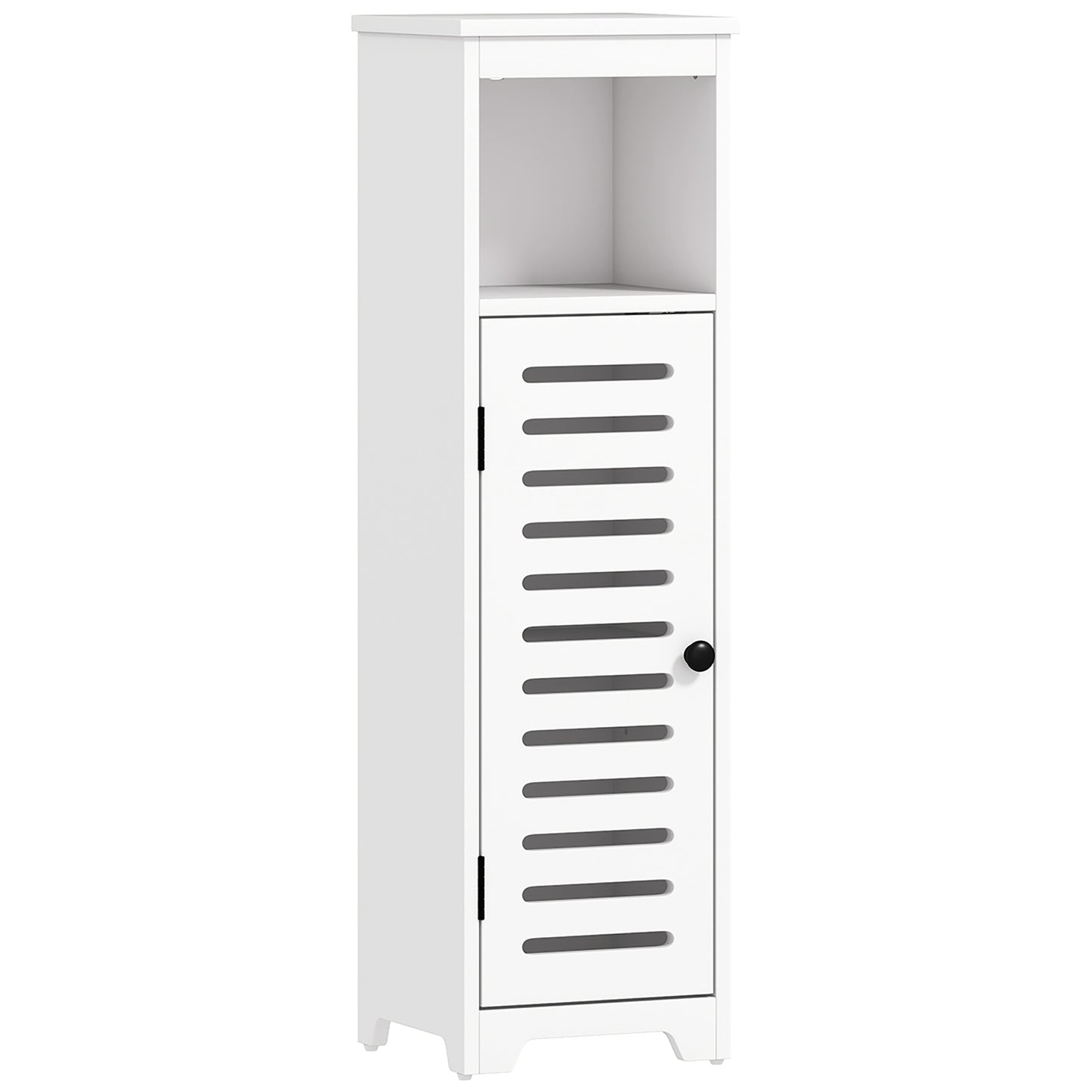 Nanova Compact Bathroom Floor Storage Cabinet With Louvered Door And Adjustable Shelves White 22 x 20 x 75 cm