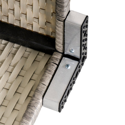 Vimito Rattan Light Grey Square Outdoor Side Table With Glass Top