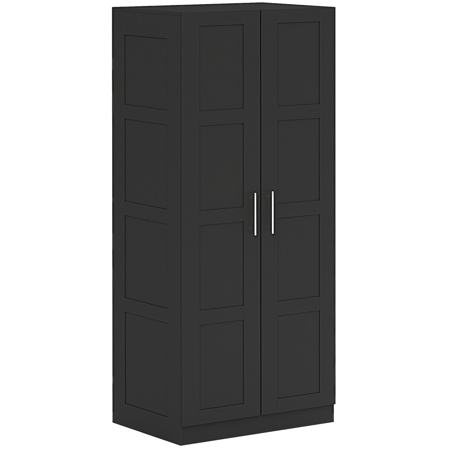 Corarani Wooden Black 2 Door Wardrobe With Hanging Rail Internal Shelving