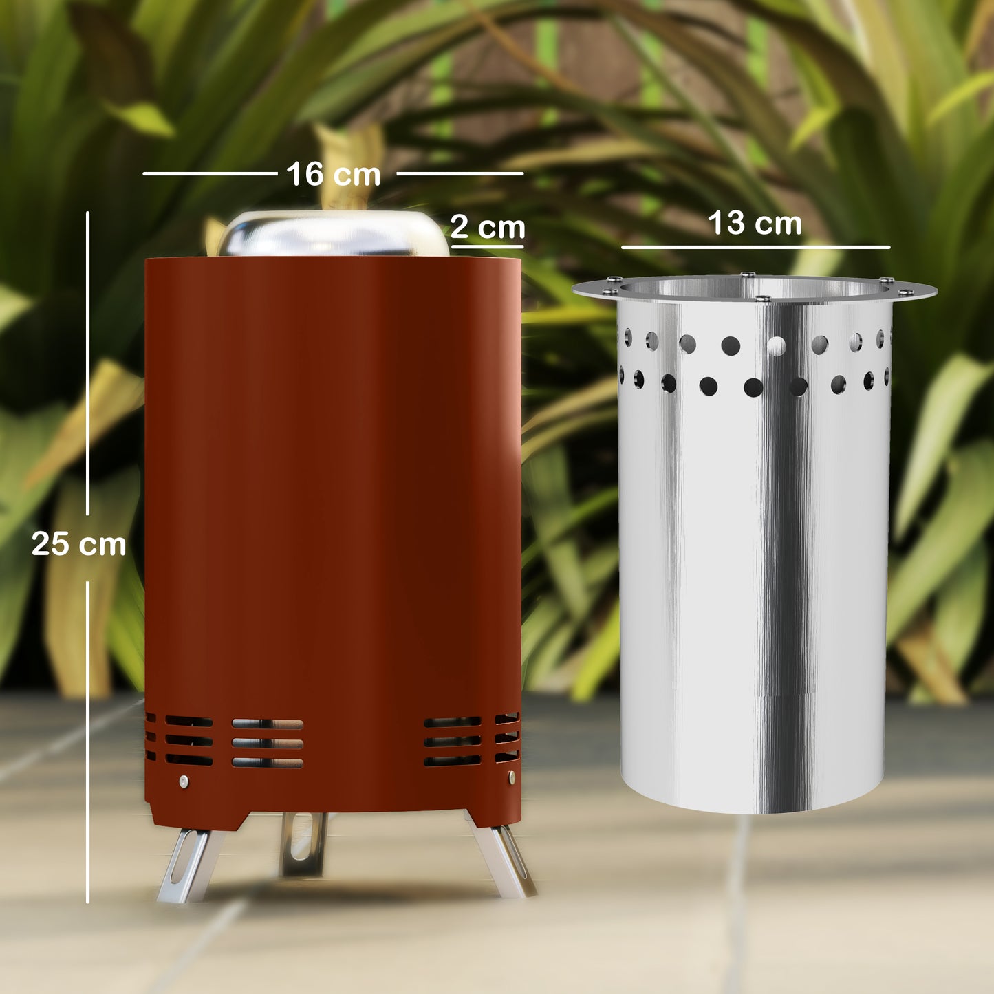 Balatti Small Stainless Steel Terracotta Tabletop Smokeless Fire Pit