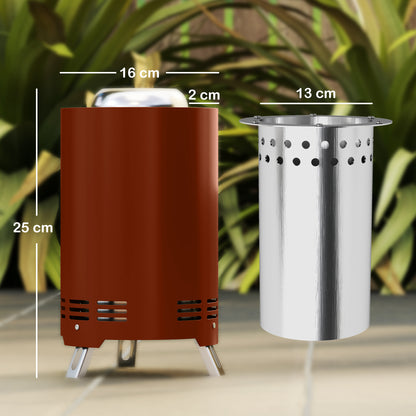 Balatti Small Stainless Steel Terracotta Tabletop Smokeless Fire Pit