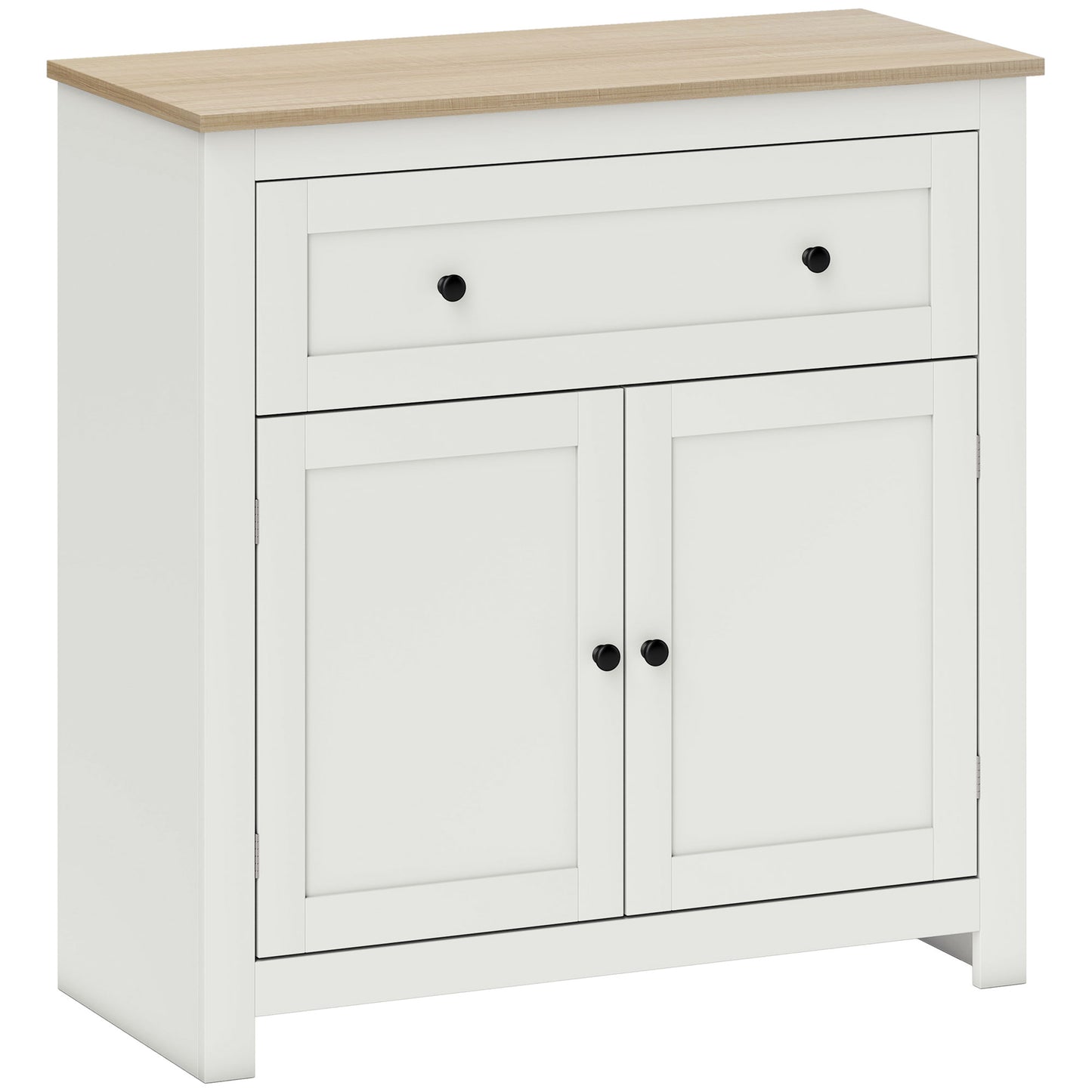 Viso Wooden Cream White Modern Sideboard With Drawers Adjustable Shelves And Double Doors