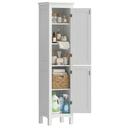 Barila 160cm Slim Tall Bathroom Storage Cabinet With Adjustable Shelves And Double Doors White