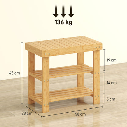 Tono Keel Bamboo Natural 2 Tier Shoe Storage Bench