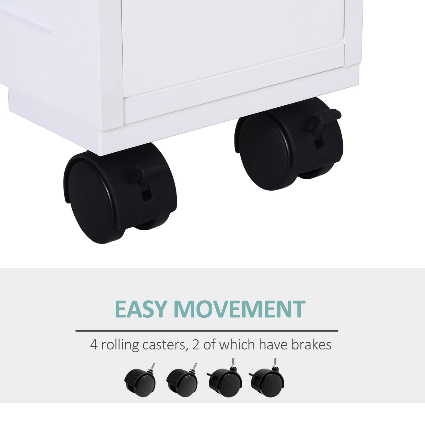 Mine Balu Narrow Rolling Bathroom Storage Unit With 2 Drawers And Wheels