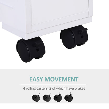 Mine Balu Narrow Rolling Bathroom Storage Unit With 2 Drawers And Wheels