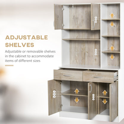 Dosefa Mita Wooden White Kitchen Sideboard With Countertop Drawers And Adjustable Shelves