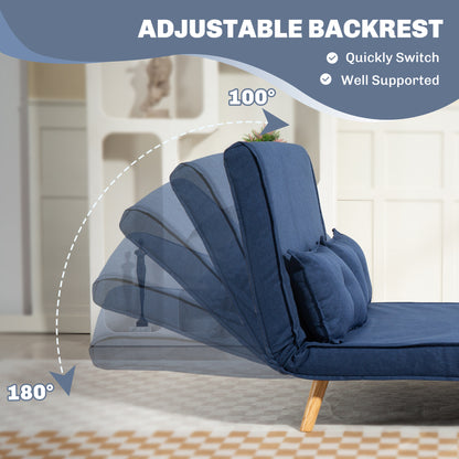 Roluzi Linen Look Dark Blue 2 Seater Sofa Bed