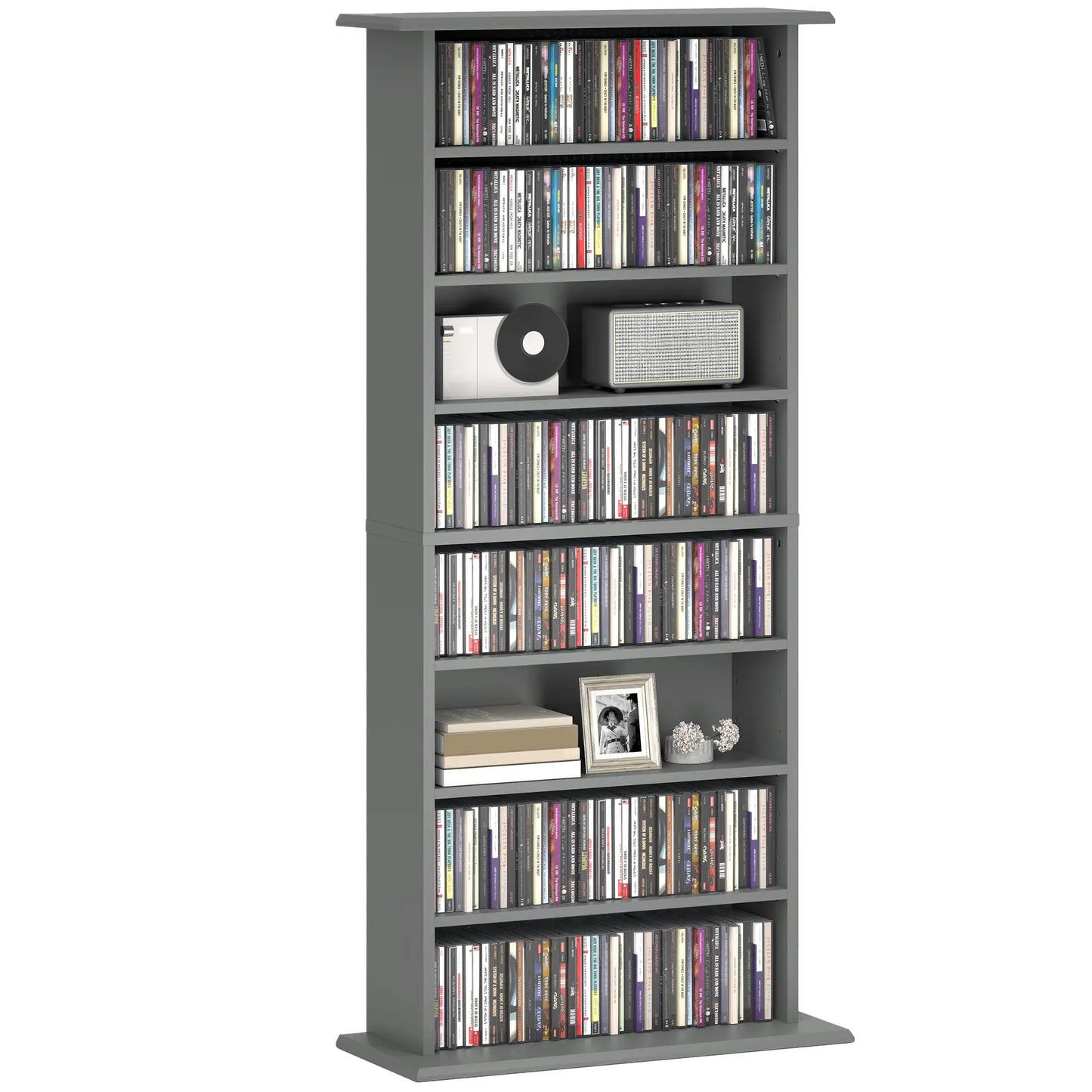 Wood Grey CD Storage Unit With 360 Disc Capacity