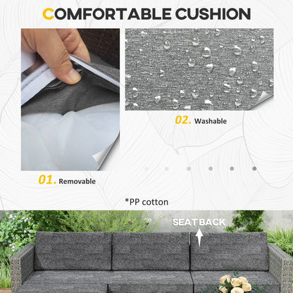 Vema Rattan Dark Grey L Shaped Outdoor Corner Sofa Set With Footstools And Coffee Table
