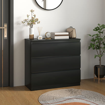 Rakami Wooden Black 3 Drawer Storage Chest