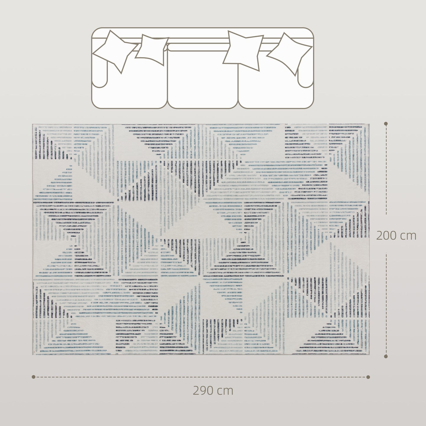 Kela Blue Grey and White Colour Geometric Triangle Non Slip Rug 290 x 200cm