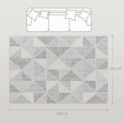 Kela Blue Grey and White Colour Geometric Triangle Non Slip Rug 290 x 200cm