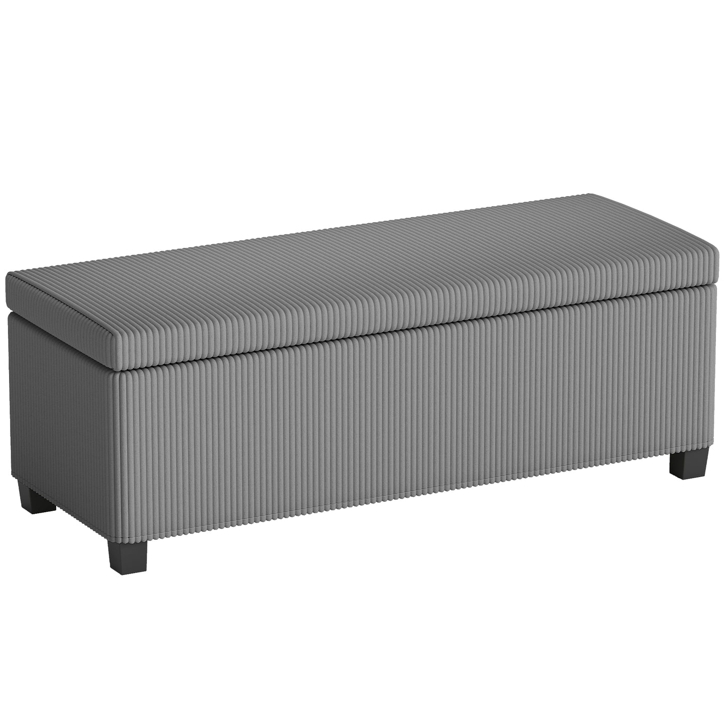Bami Rimi Corduroy Grey Large Rectangular Storage Ottoman