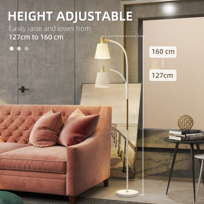 Nadino Metal White and Gold Adjustable Reading Floor Lamp With Spotlight Head