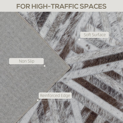 Nereta 170 x 120cm Chenille Brown Triangle Pattern Washable Area Rug Non Slip