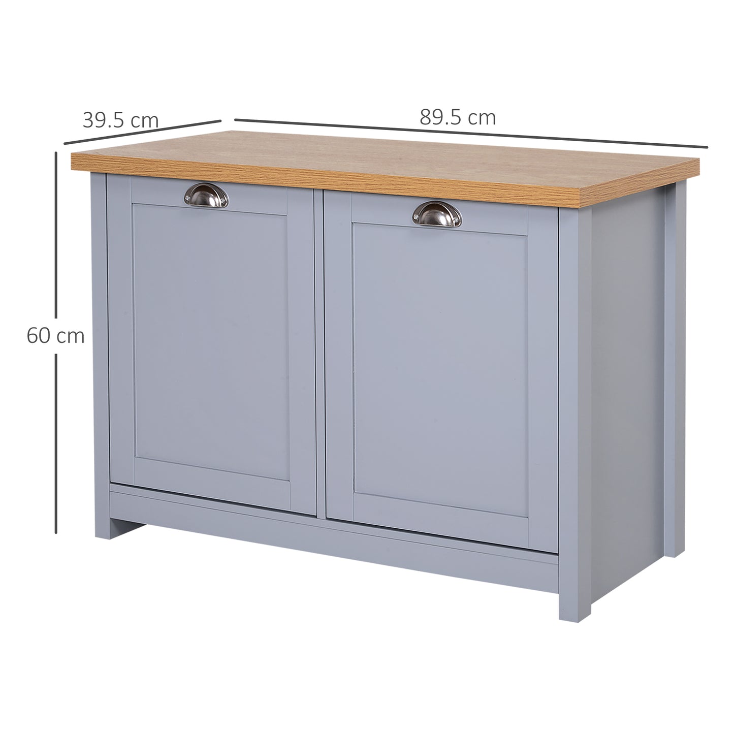 Zifa Grey and Natural Wooden  Shoe Cabinet With 2 Doors For Hallway Storage