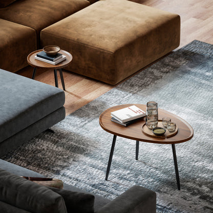 Suta Noni Metal And Wood Chestnut Finish Set Of 2 Nesting Coffee Tables 80 cm