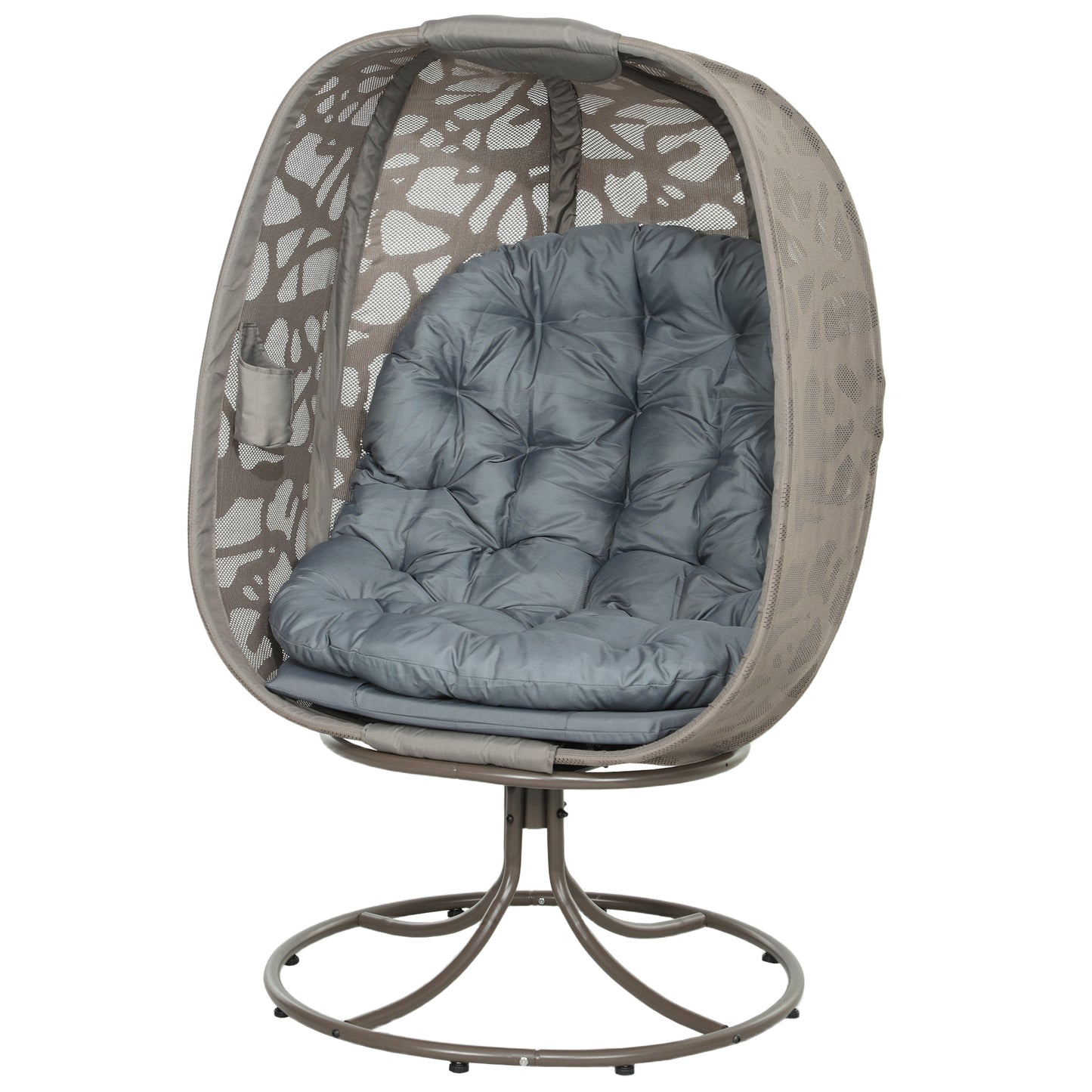 Nise Rattan And Metal Grey Swivel Egg Chair With Cushions