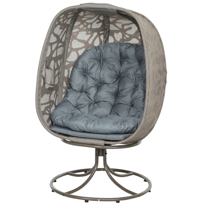 Nise Rattan And Metal Grey Swivel Egg Chair With Cushions