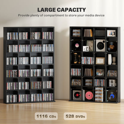 Dicoyo Wood Black CD Storage Cabinet With Adjustable Shelves 89 x 130.5 cm