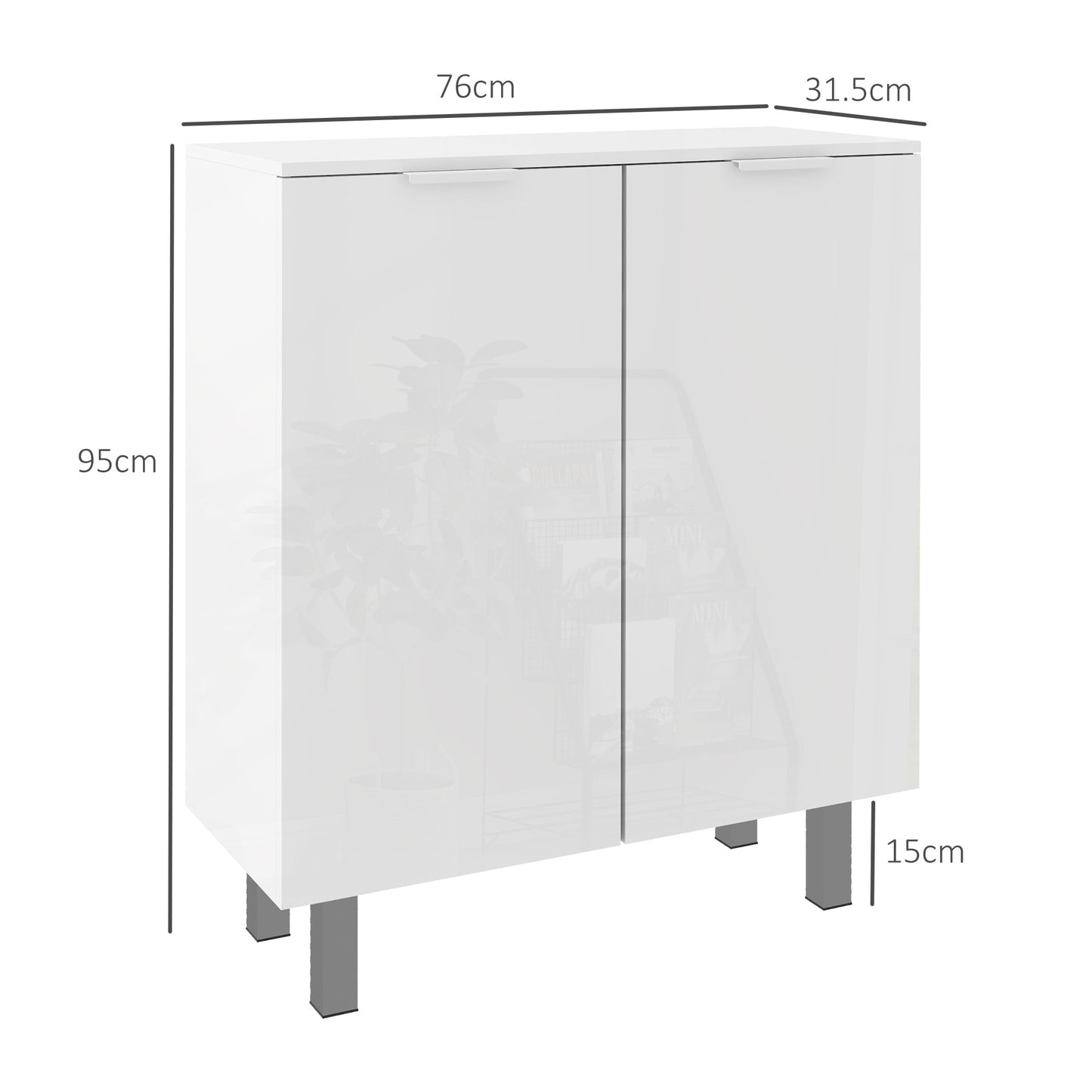 Conoyo Wooden White 5 Shelf Shoe Storage Cupboard