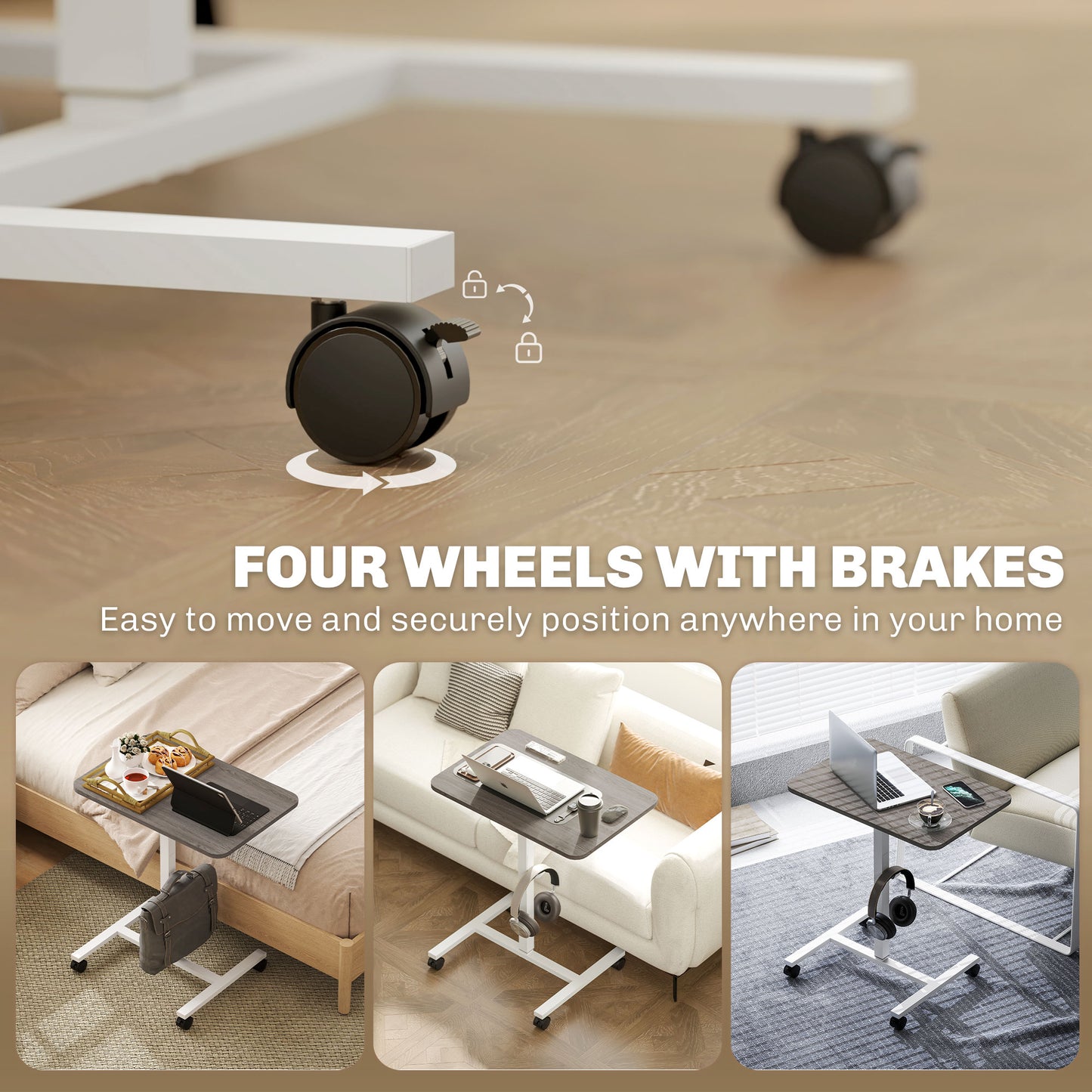 Torael White And Grey Adjustable Laptop Stand Desk