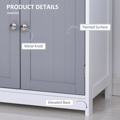 Lufili Freestanding Bathroom Storage Unit With 2 Drawers And Cupboard Traditional Style Grey And White