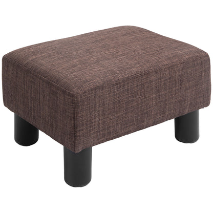 Fata Linen Brown Cube Footstool With 4 Plastic Feet